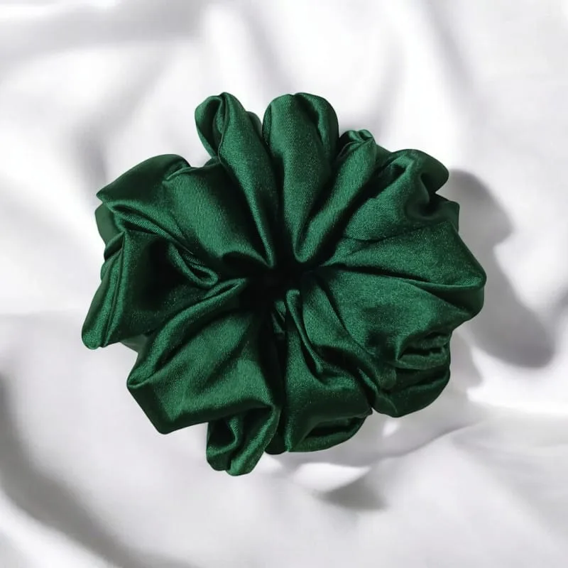 Emerald Satin Scrunchies