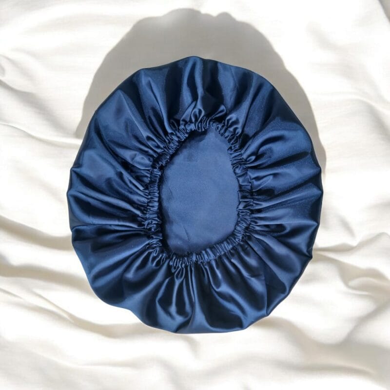 Navy Blue Satin Hair Bonnet